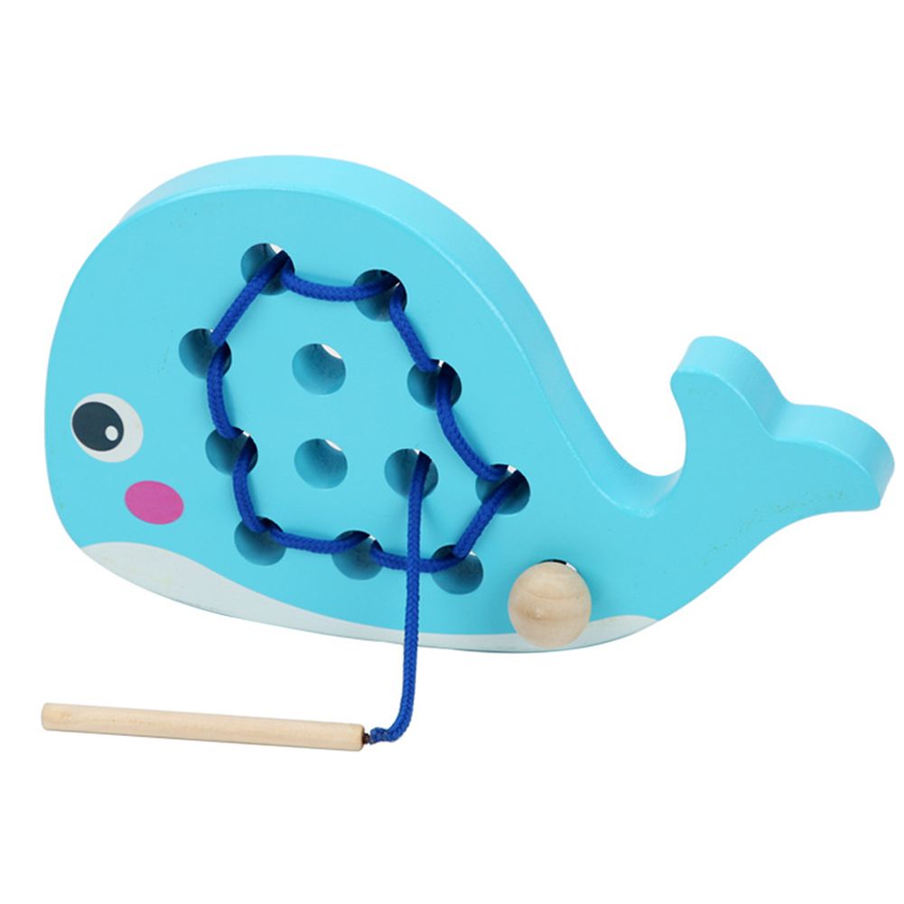 Kids Cartoon Whale Duck Wooden Threading Block Board Baby Early Educational Toy