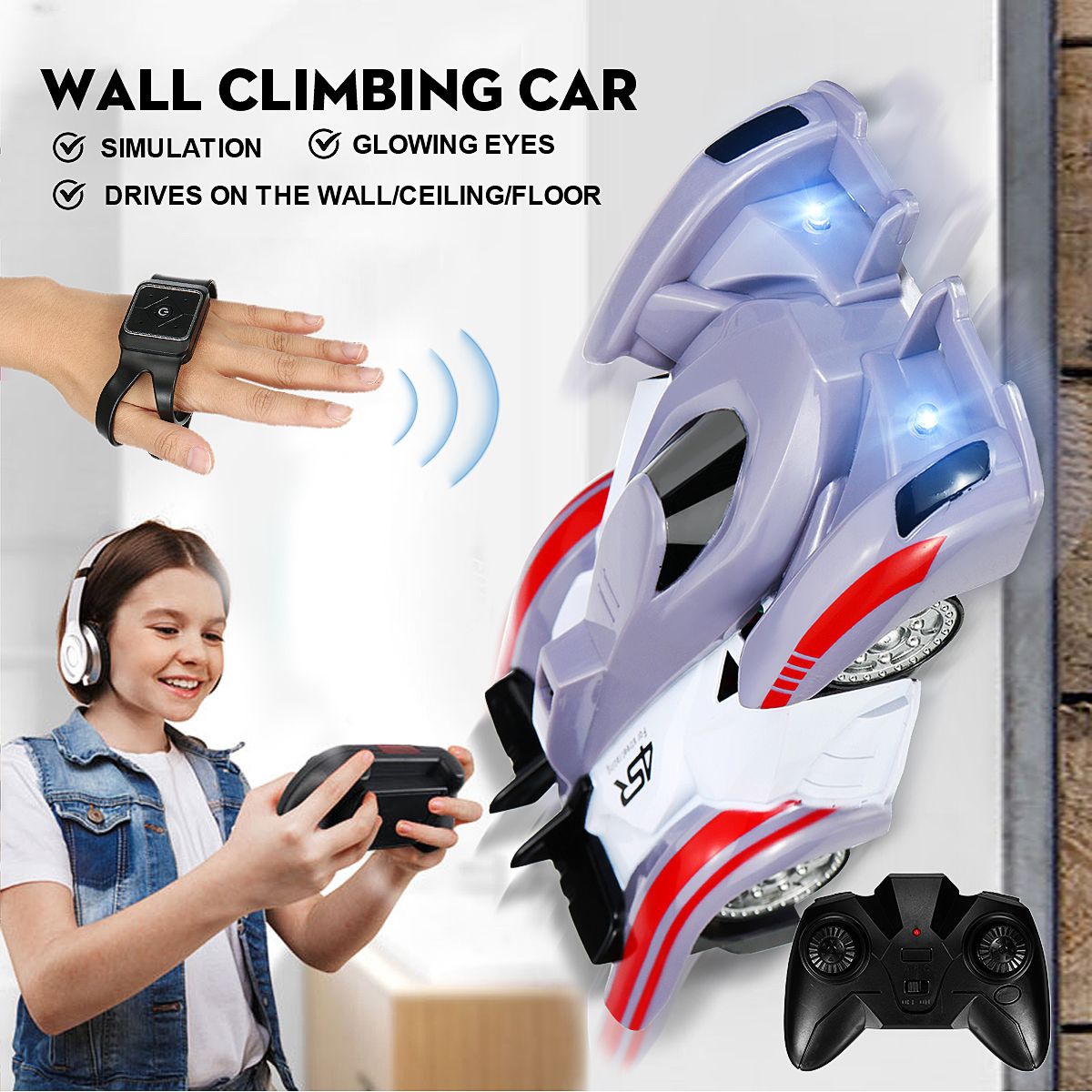 Amusing RC Car Wall Racing Remote Control Car Climb Ceiling Climb Across the Wall Toys