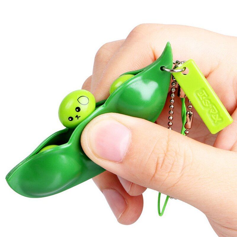 Infinite Squeeze Edamame Toy Peas Beans Keychain Dimple  Fidget Toys Decompression Anti Stress Reliever Figet Toys Stress