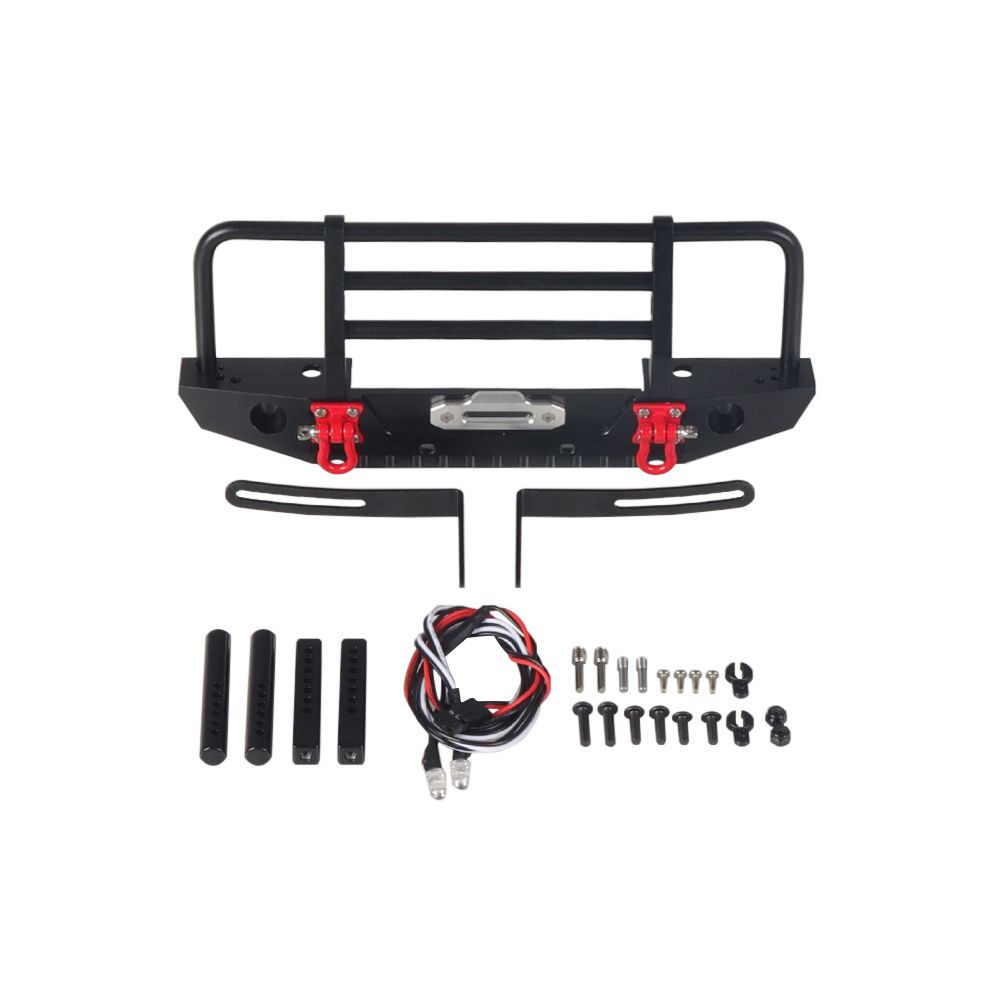 Yfashion Metal Front Bumper with Light for 1/10 RC er Car Axial SCX10 900 raxxas RX-4 RX4
