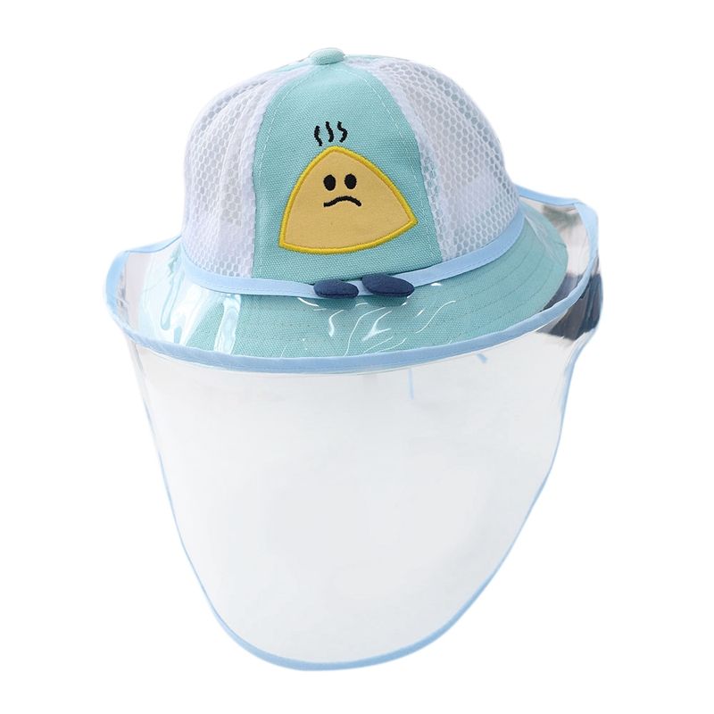 Baby Prevent Saliva Splash Mask Hat Face Cover Kids Summer Breathable Mesh Cap Children Protective Equipment Blue