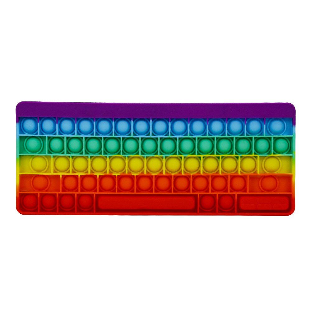 Rainbow Keyboard Pop It Push Fidget Toys Bubble Popit Soft  Reliver Stress Toy  Antistress Box Popit Gifts Kids Toys