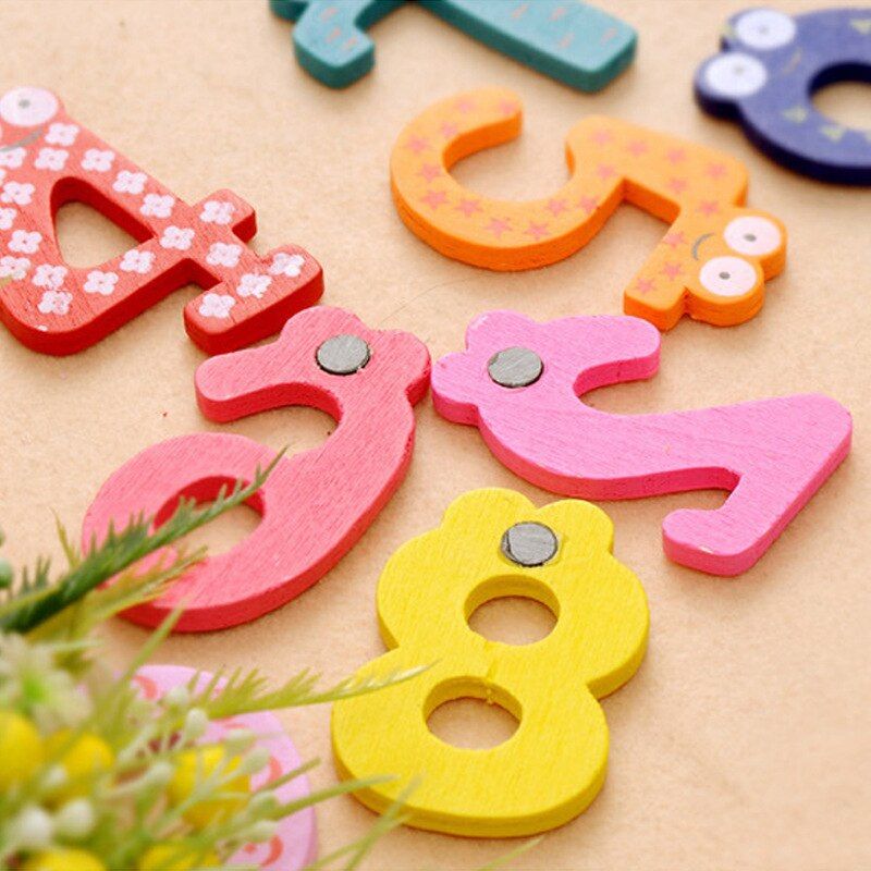 15 Pcs Wooden Fridge Magnet Educational Toy Home Decor Multicolor Symbol Alphabet Numbers Cartoon Baby Kid