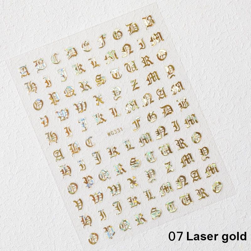 HNUIX  English Font Nail Stickers Manicure Design Decoration 3D Nail Art Decal Back Glue Stickers For Nails Decal Decoration