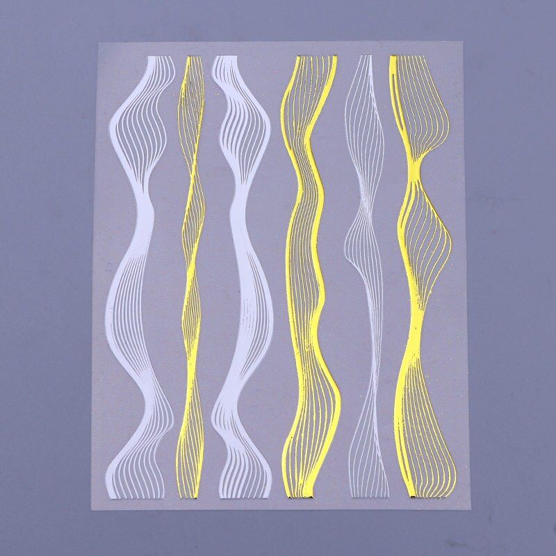 1 Sheet 3D Nail Stickers Gold Silver Metal Lines Multi-size Strip Nail Art Transfer Sticker Paper Nail Art Decoration DIY Design