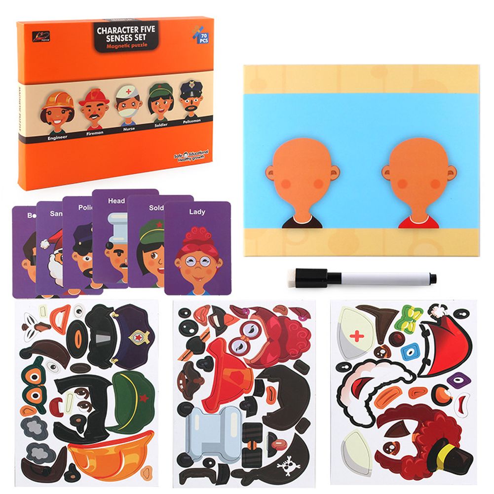Yfashion Early ldhood Education Magnetic Puzzle oy 3D Dressup Magnet Book Style:196-4A Face magnetic puzzle