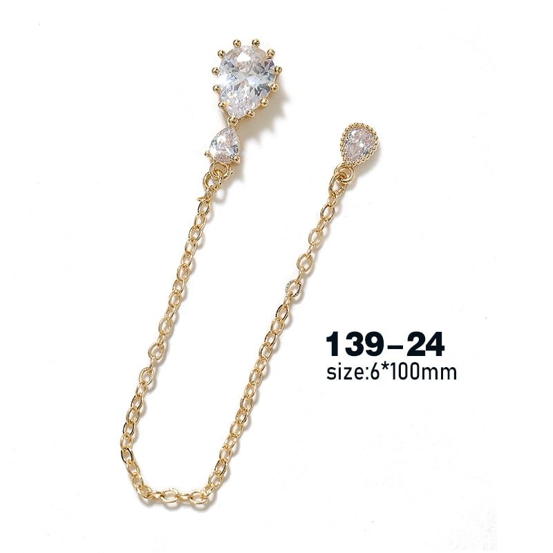 L2 pieces alloy Zircon Nail art decoration luxury zircon rhinestone tassel / heart / wing nail jewelry high end long nail