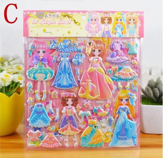 Cartoon Children Foam 3D Stickers PVC Stickers Cute Beauty Princess Dress Up Stickers Pink Stickers Classic Kids Toy Girl Gifts