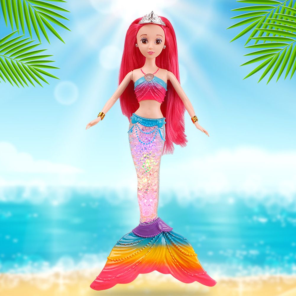 Yfashion Lovely Colorful Light Music Princess Mermaid Plastic Doll for irl oddler ift 36cm Style:A