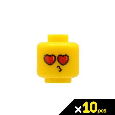 10 PCs Lot Bricks Head Heads Yellow for Figures MOC Building Blocks Toys Construction Toy for Children
