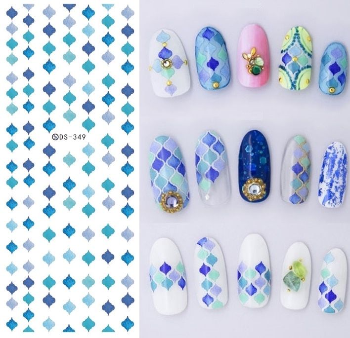 Rocooart DS301 Nail Water Transfer Nails Art Sticker Image Mirror Frame Elements Nail Wraps Sticker Tips Manicura nail Decal