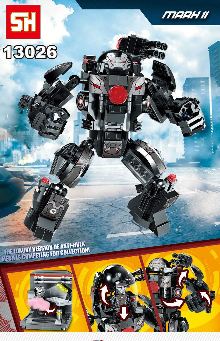 Children Superhero Building Blocks Iron Anime Transformable Figures 3D Ninja Model Diy Block Toys Gift