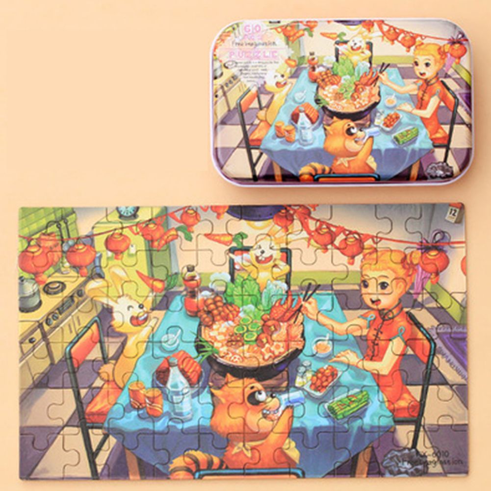 60pcs ldren's Wooden Puzzles Baby Early Education Educational oys ift with Storage Box Style