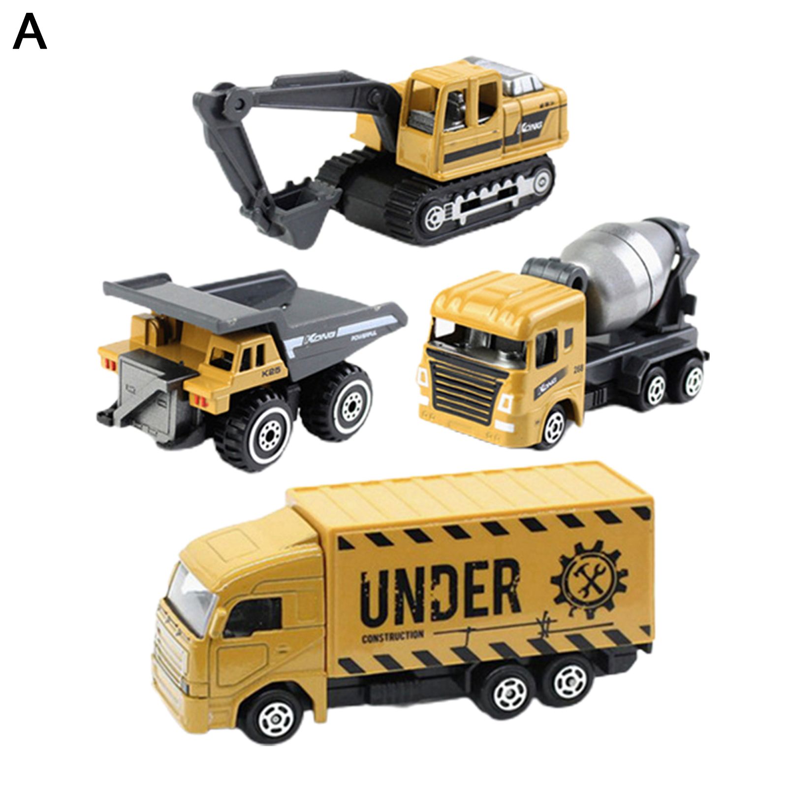 4Pcs Excavator Truck Engineering Vehicle Design Kids Gifts Plastic Mini 1/64 Scale Engineering Car Model Toy for Interactive Play