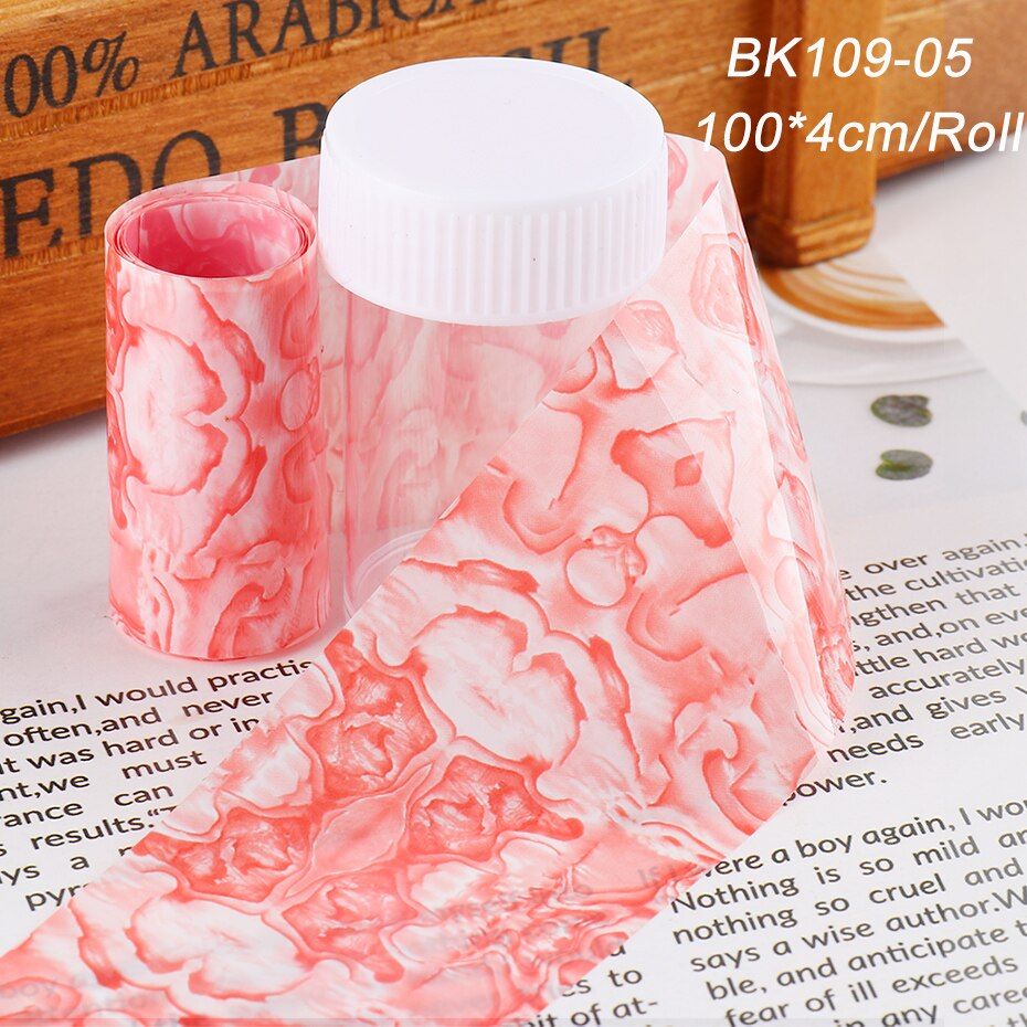 100x4cm Marble Nail Foil Gradient Blooming Transfer Sticker Shell Starry Sky Wraps Abalone Image Slider Nail Decoration SABK109