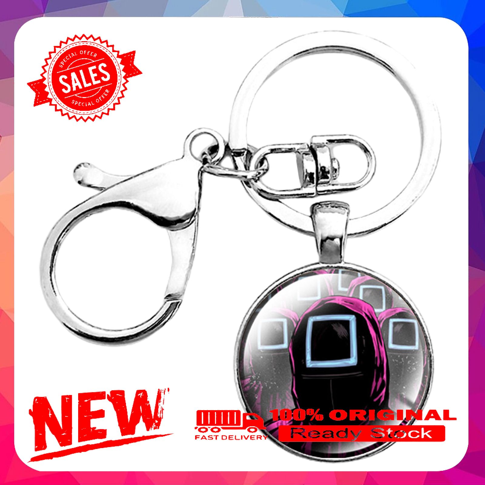 Vist Fox Squid Game Key Ring Minimalistic Creative Alloy Korean Dramas Squid Game Triangle Square Circle Keychain for Hobby Collections