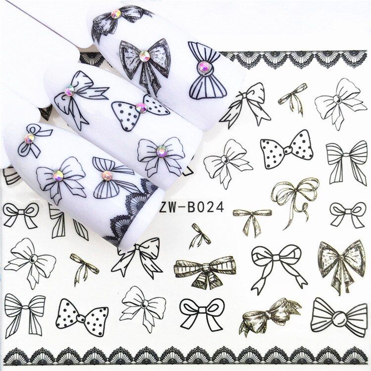 1 Pcs Sexy B012 Black Pattern Nail Slider Black Russia Letter Sticker Summer Flamingo Decals Adhesive Manicure Nail Decorations