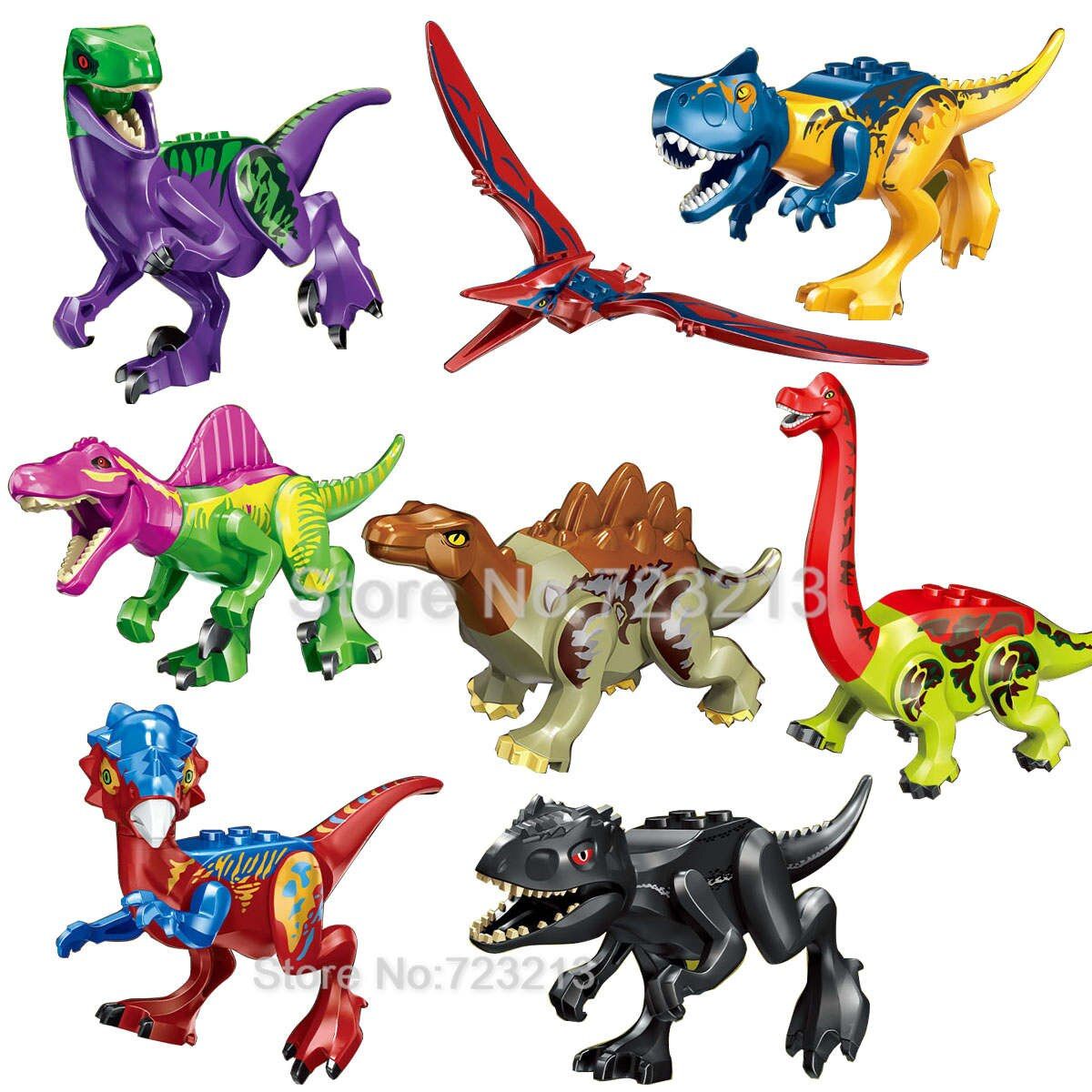 8pcs Jurrassic World Velociraptor with Egg Jurassic Dinosaur Set Building Blocks Model MOC Educational Toys for Children