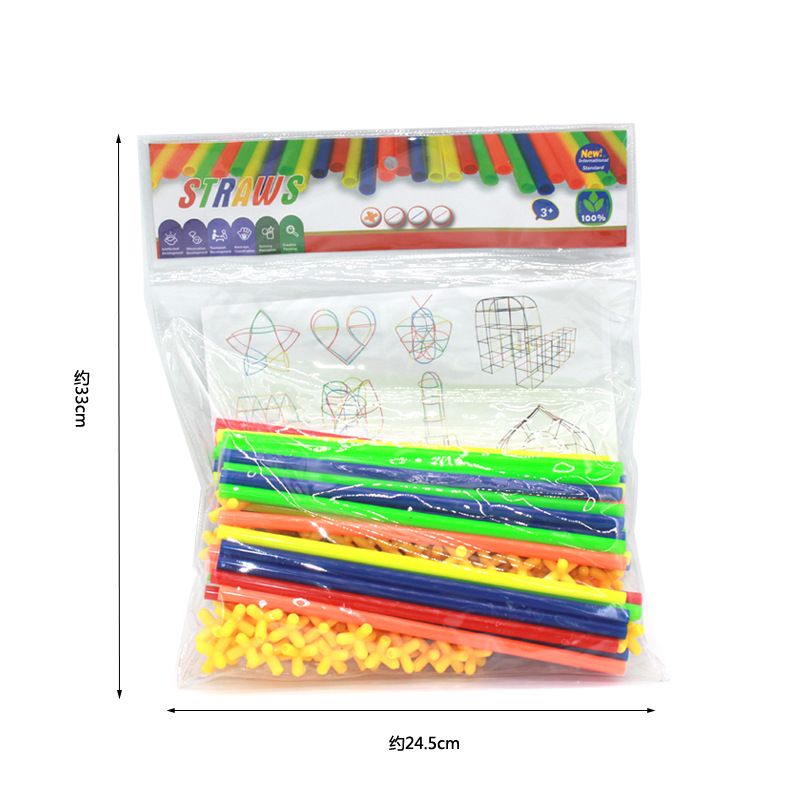 Colorful 4D DIY Straw Building Blocks Joints Plastic Stitching DIY truction Educational oys for ldren ift Style