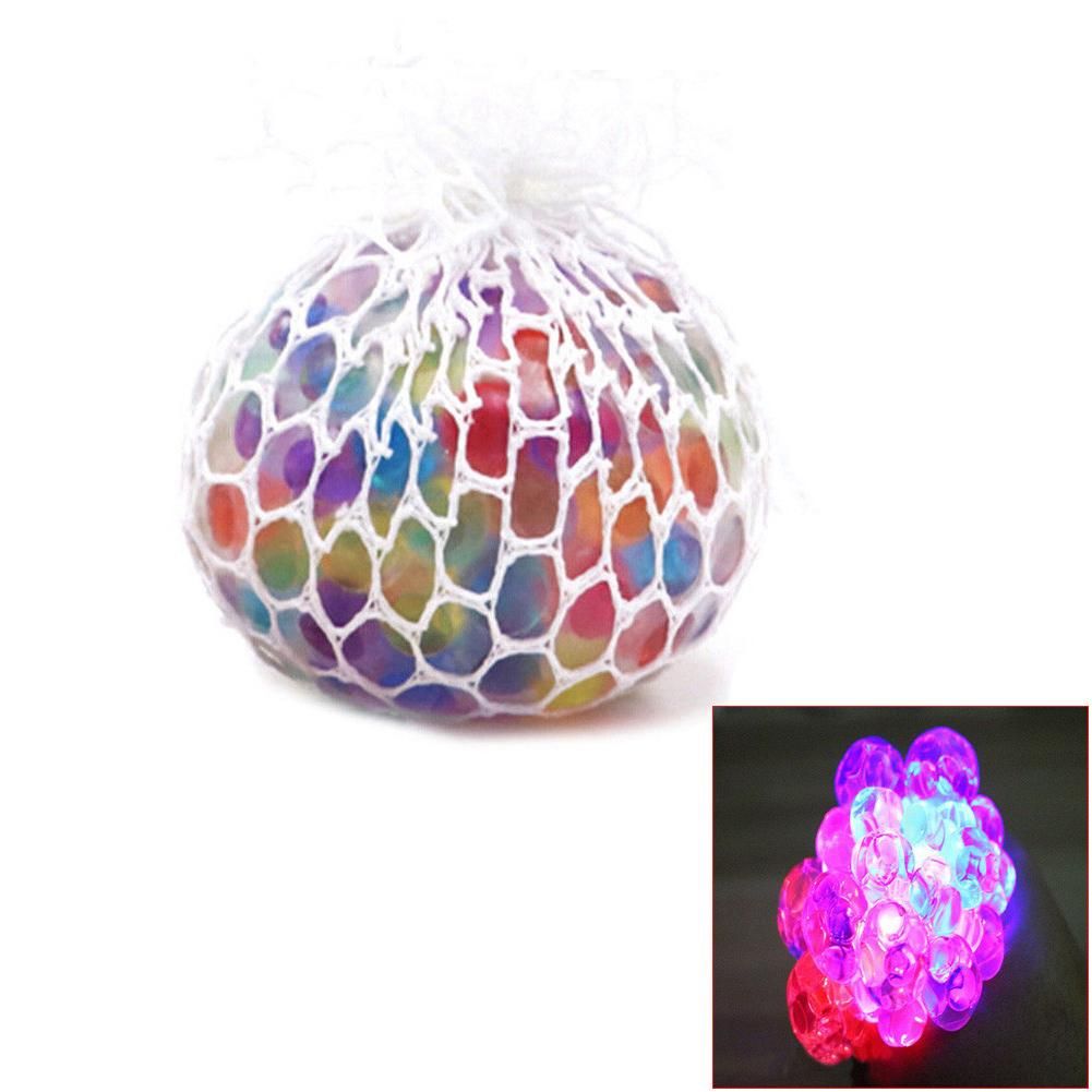 Flash Glowing Squishy Mesh Grape Ball Autism Squeeze Anti Stress Reliever Toys