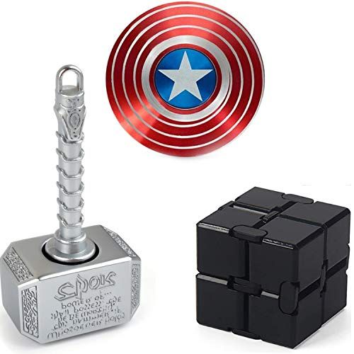 Handheld Sensory Fidget Toy Set Infinity Block Flippy Chain,Fidget Hammer Spinner, Shield Fidgit Spinners, Anti Stre
