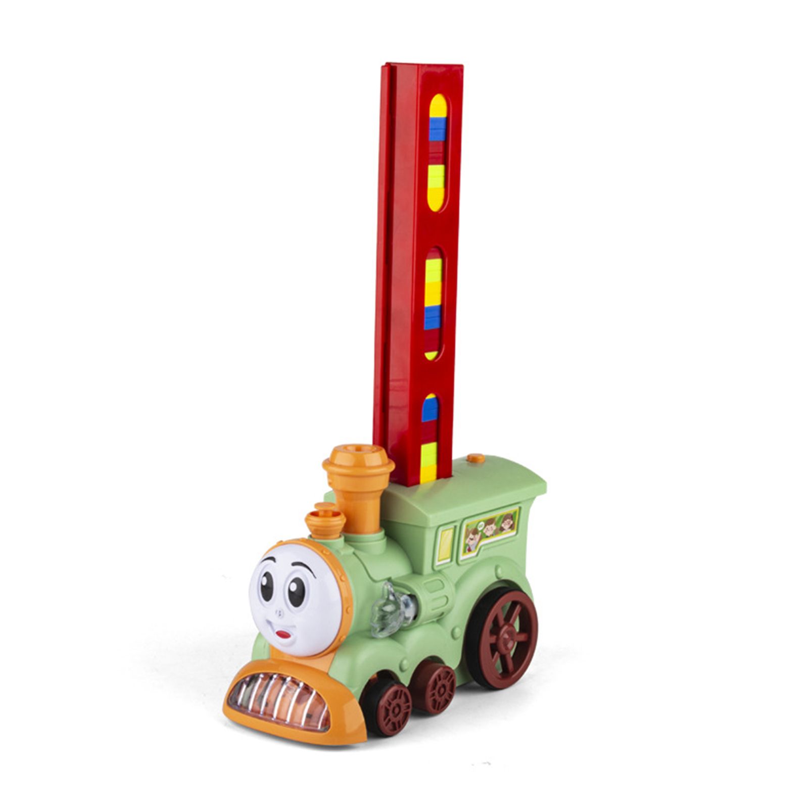 Automatic Domino Train Car with Steam Sound Light Card Laying Toy Kids Gift Set
