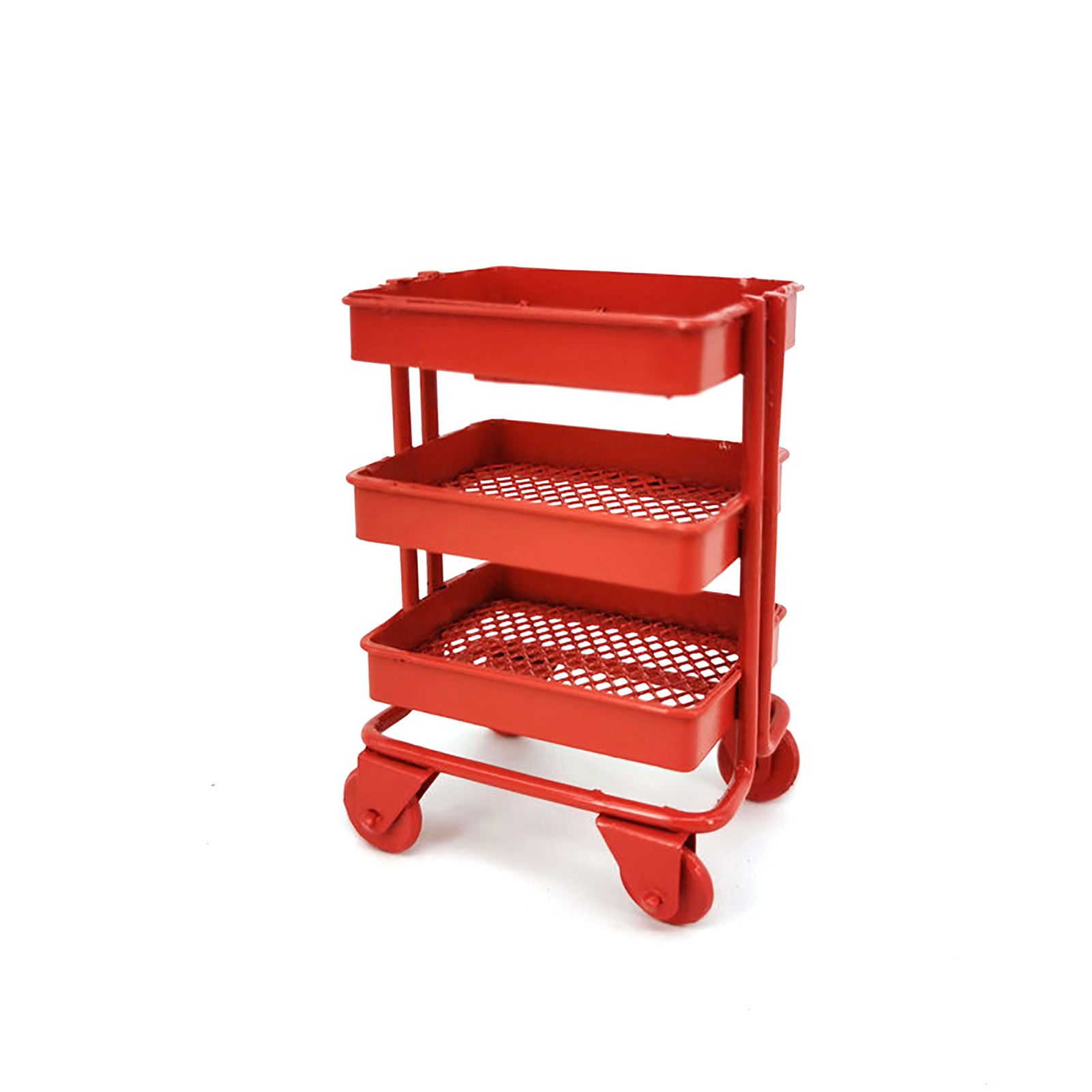 Iron 3 Tier Trolley Storage Rack DIY Doll House Kitchen Furniture with Wheels