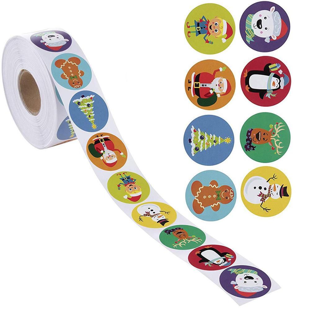 500pcs Cute Merry Christmas Kraft Sticker Gift Card Package Cartoon Santa Pcv Label Sealing Decor Party Supplies For Reward Kid