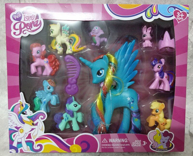 Cartoon Rainbow Unicorn Princess Anime Action Figure Toy Model Children Xmas Gift