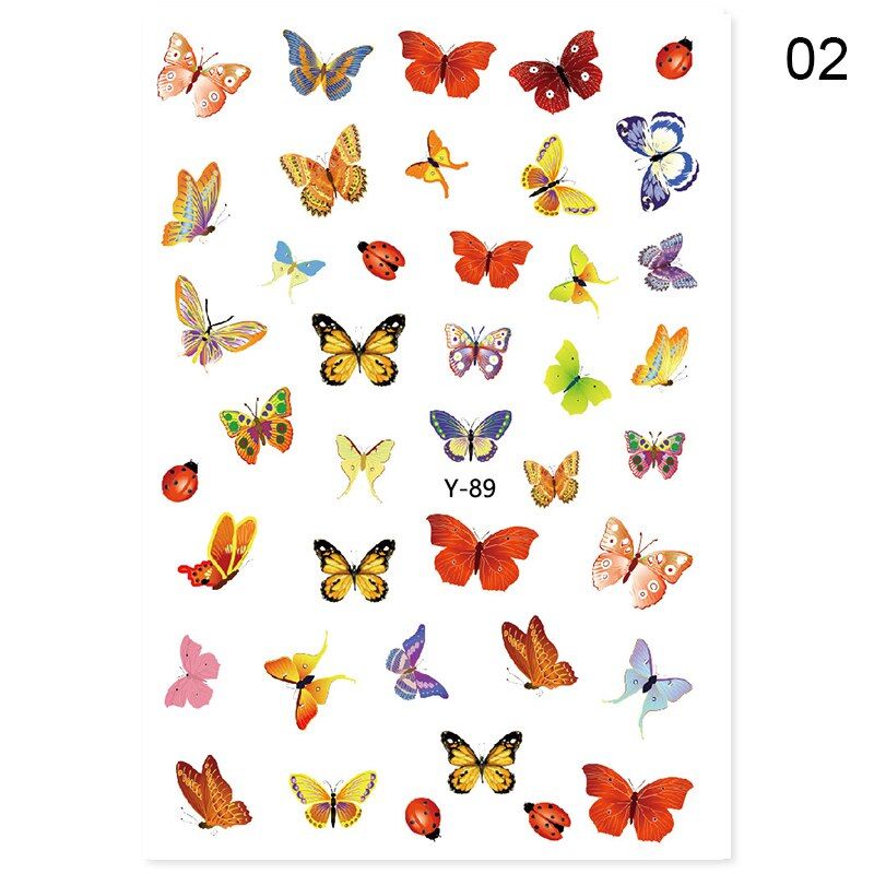 1 Sheet Nail Sticker Flower Series Transfer Butterfly Floral Decals Decoration Manicures Nail Art Accessories DIY Design