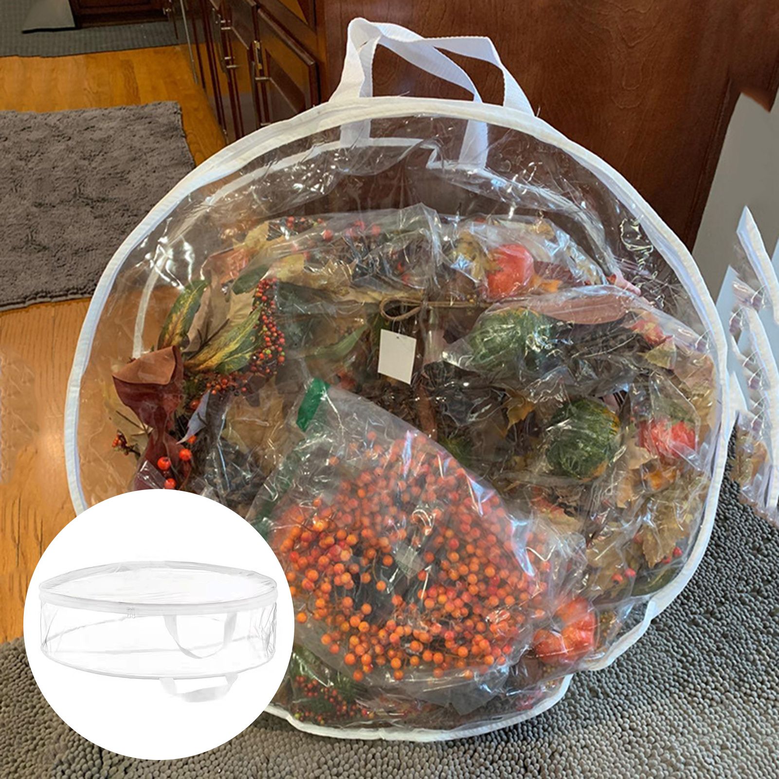 Wreath Container Clear Window Christmas Wreath Storage Bag