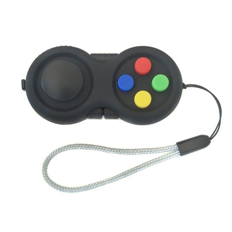 1Pc Fidget Controller Pad Cube Game Focus Toy with Keyring Set Smooth ABS Plastic Stress Relief Toys for Add