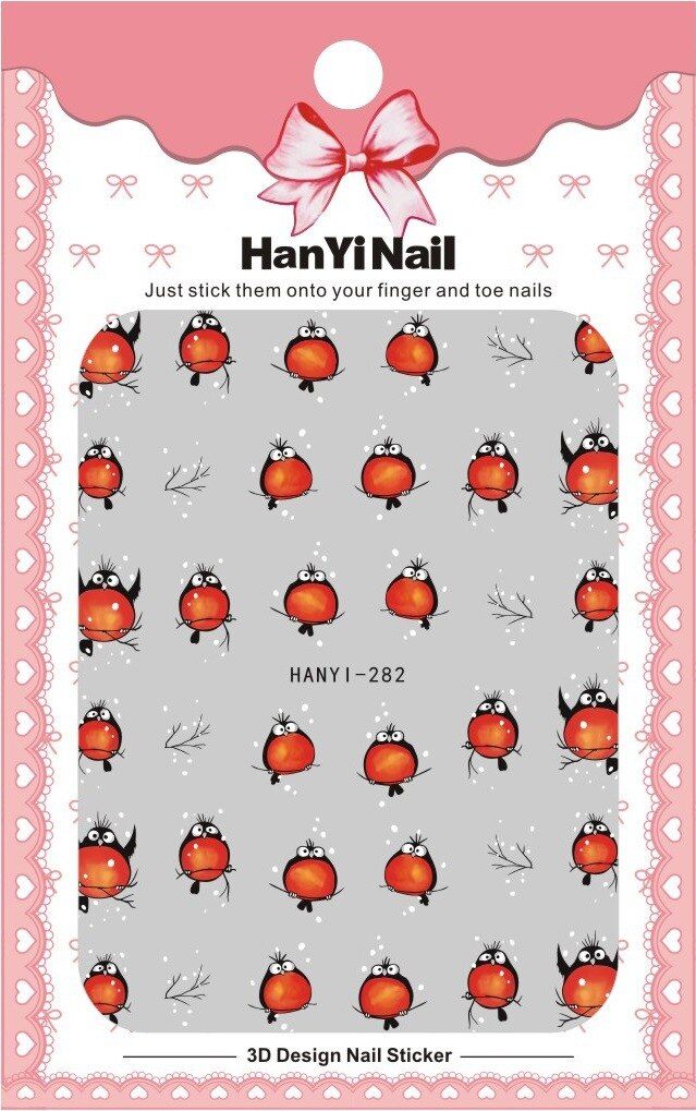 1 sheet 3D Nail Sticker Hedgehog Giraffe Ladybug  DIY Sticker Decals Tips Manicure Charm Design Adhesive Tips Art For Nail 2019