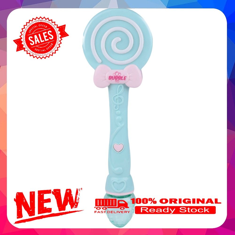 Kids Cartoon Lollipop Light Music Electric Water Bubble Blower Machine Party Toy