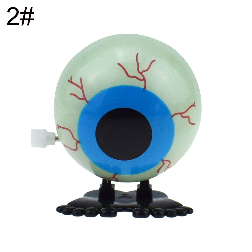 Halloween Luminous Scary Skull Eyeball Shape Bouncing Wind up Clockwork Toy Gift