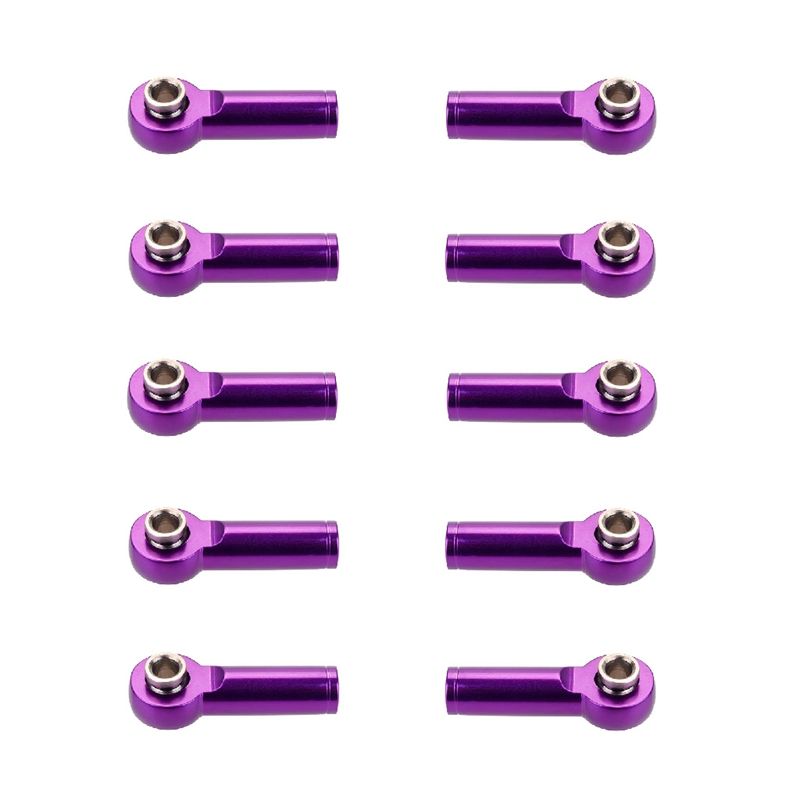 10Pcs M4 Metal Tie Push Link Rod End Joint Ball Head Holder for 1/8 & 1/10 RC Truck Buggy Crawler Car Accessory-Purple