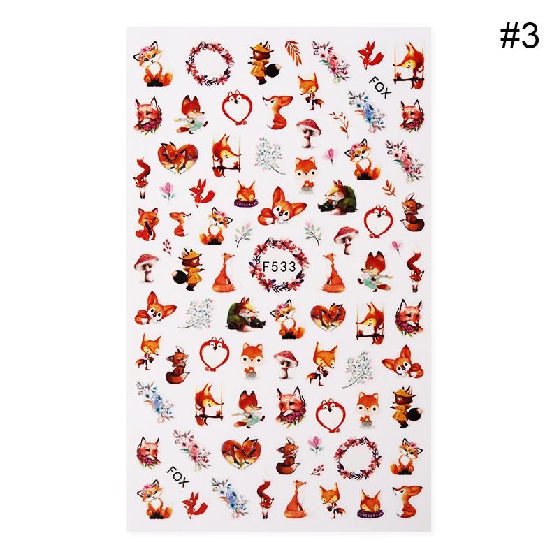 1 Sheet Animals 3D Nail Stickers Leopard Zebra Trnasfer Stickers Kiss Letter Nail Art Stickers Colorful DIY Nail Art Decoration