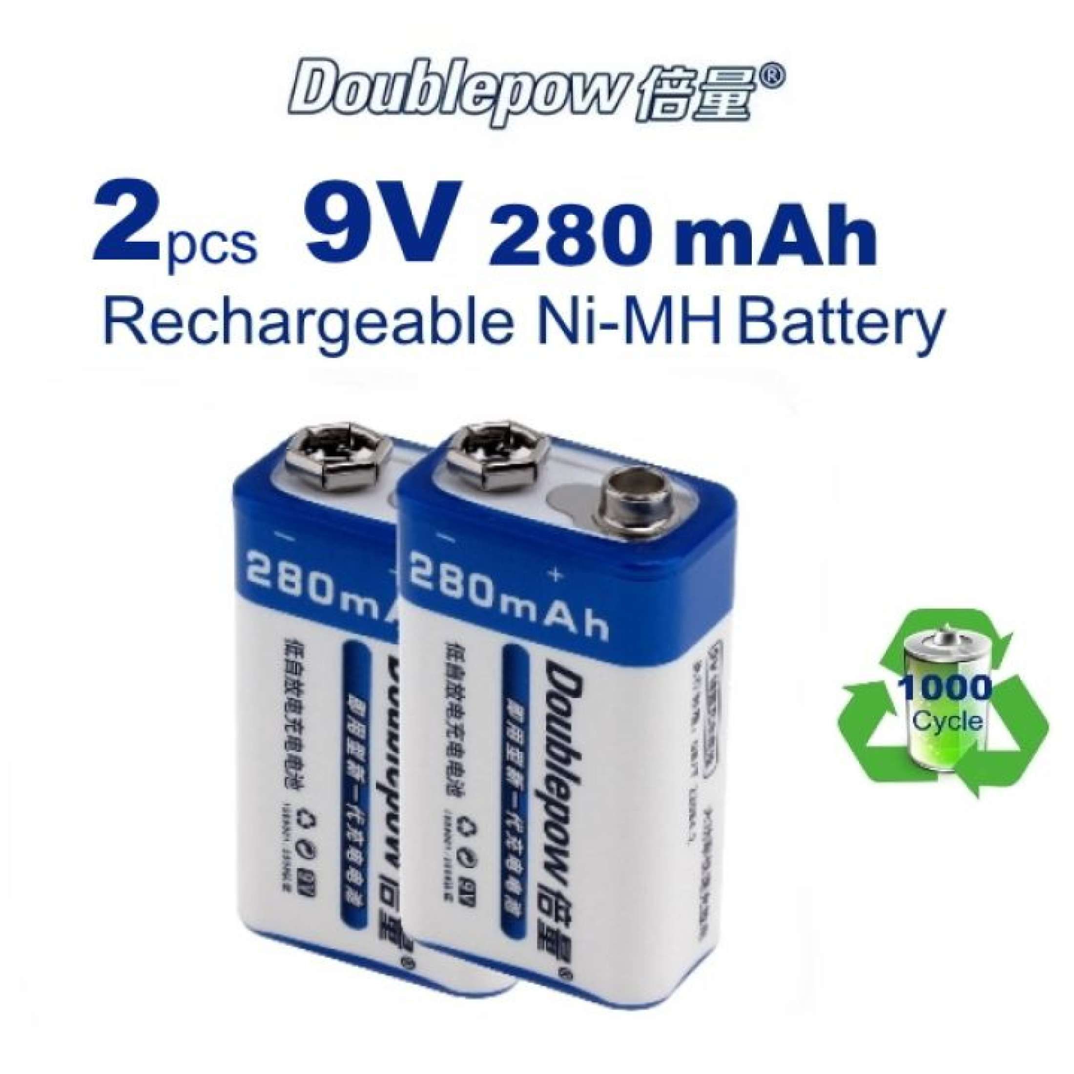 2pcsPackReady StockDoublepow9V280mAhRechargeable NI-MH Battery/SB