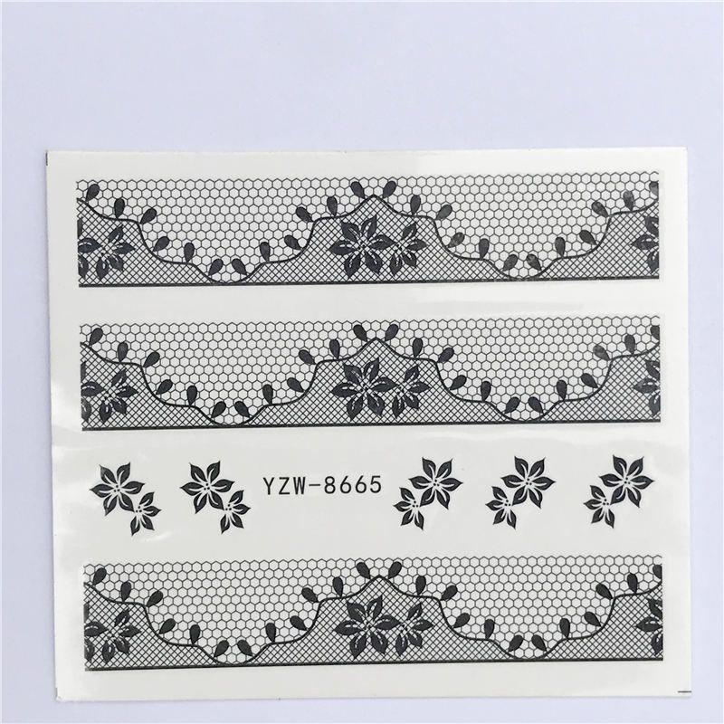 25 Styles New Black Flower Lace Designs Nail Art Water Decals Transfer Nail Stickers Decoration Elegance Manicure Tool