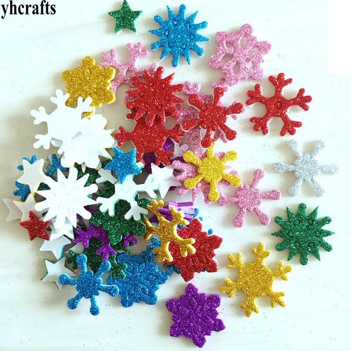 1bag/LOT.Glitter maple leaf foam stickers Creative Early learning educational toys Room decoration Autumn arts and crafts  DIY