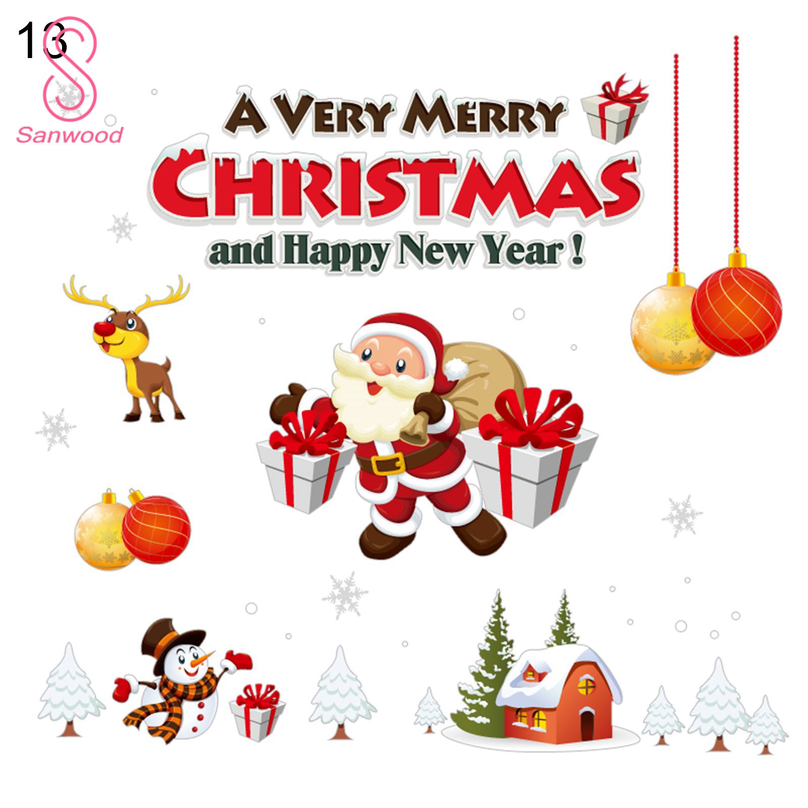 Santa Window Decals Home Decor Christmas Window Static Sticker