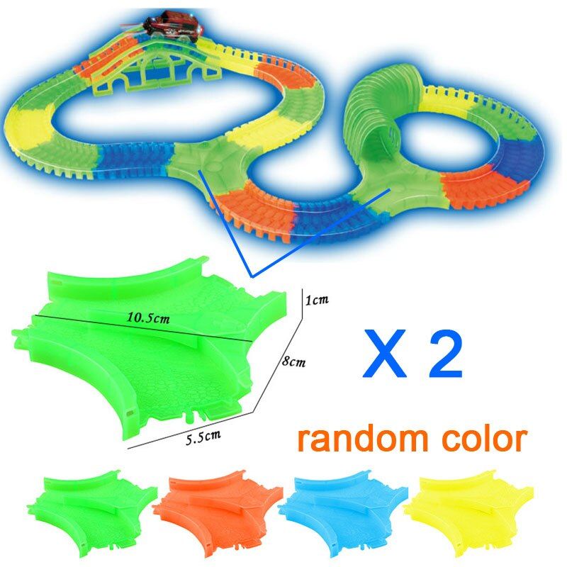Kitoz 220pcs Racing Car Track Slot Toy Glow In Dark Colorful Buildable Assembly Racetrack Court with Led Car Bend Flex Twist