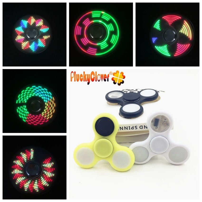 10pcs/lot ABS LED Fidget Spinner Toy With Graphic Patterns Antistress Plastic Figet Spiner Relieve Hand Spinners For kid Adults