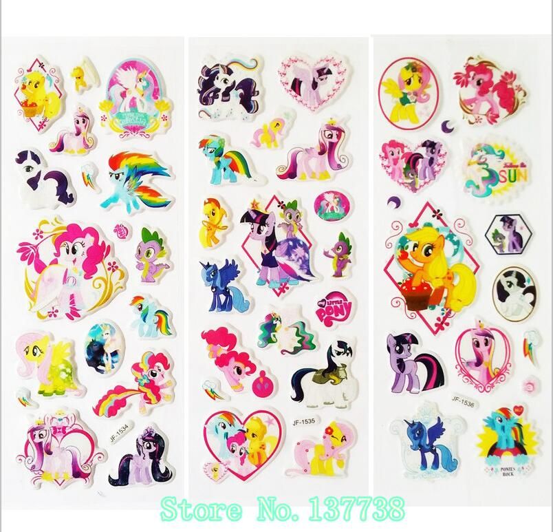 6Pcs/lot cartoon  Horse cute toys  pretty Sticker 3D Puffy Animal Stickers mobile phone stickers Toys for kids