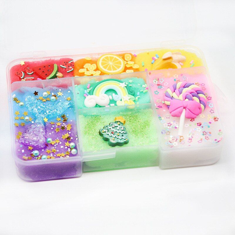 2021  Fluffy Foam Charms Slime Kit Light Soft Cute Stretchy Elasticity Slime Clay Kids Toys Relief Stress Toys Gift k0316
