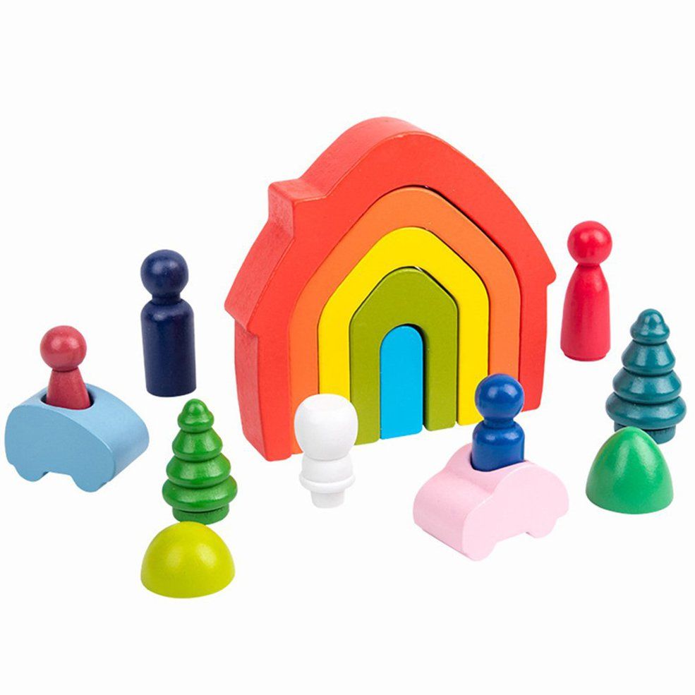 DIY Wooden Assembled Toys Rainbow Constructor Set Rainbow Building Block Set