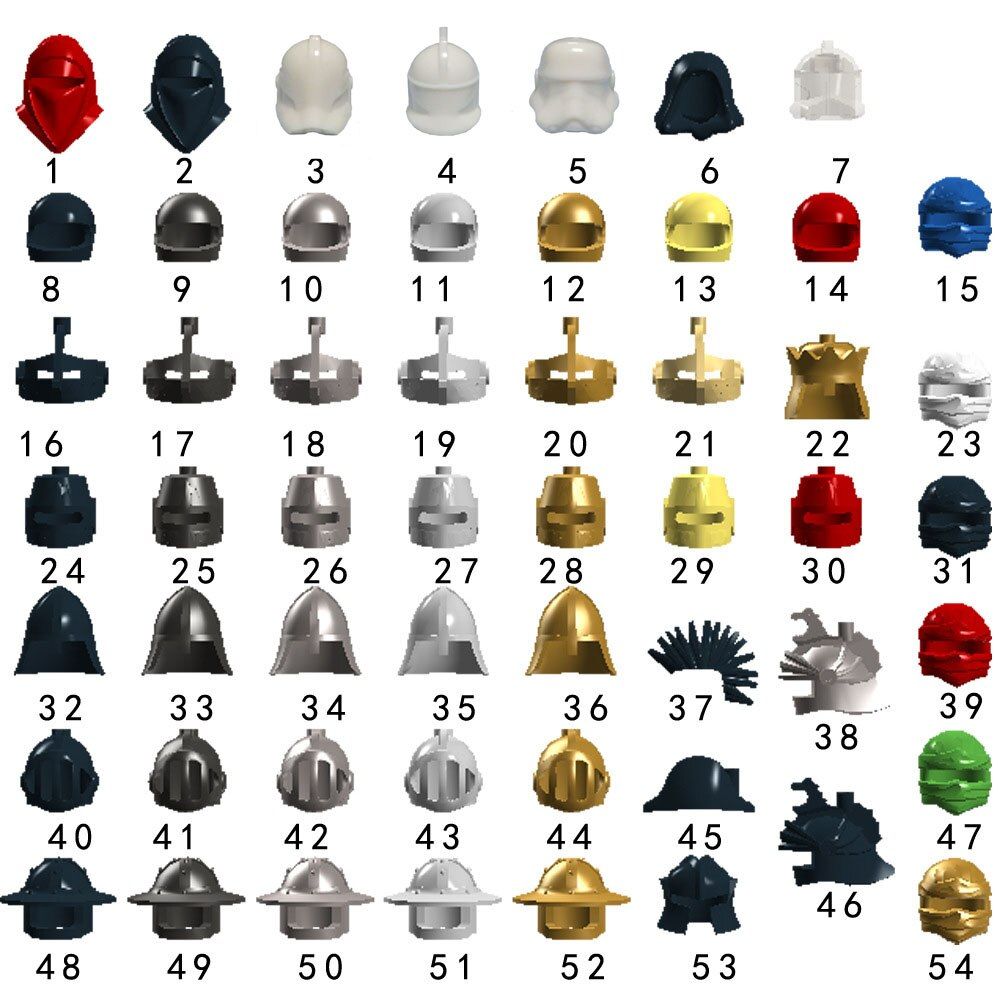 Helmet armor shield weapon castle knight Crown King Dragon hat crash helmets accessory building block brick assemble particles