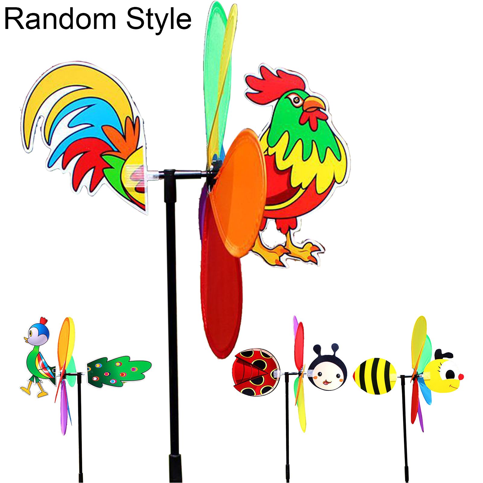 Pinwheel 3D Early Education Cartoon Bee Cock Wind Spinner for Yard