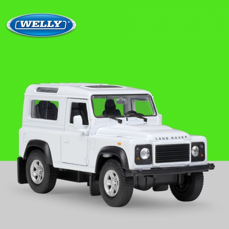 1:36 Welly Land Rover Defender White Pull Back Diecast Model Car