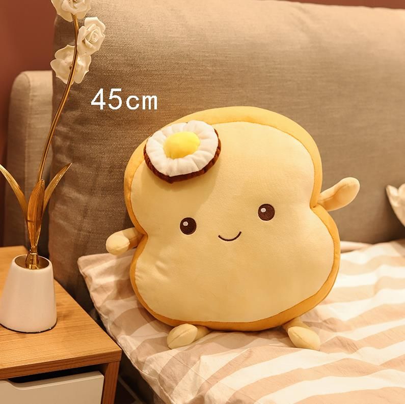 kawaii Toast with Poached egg Plush Toys Simulation Sliced bread and Long Bread Cushion Stuffed Soft Pillow Baby Home Decor Gift